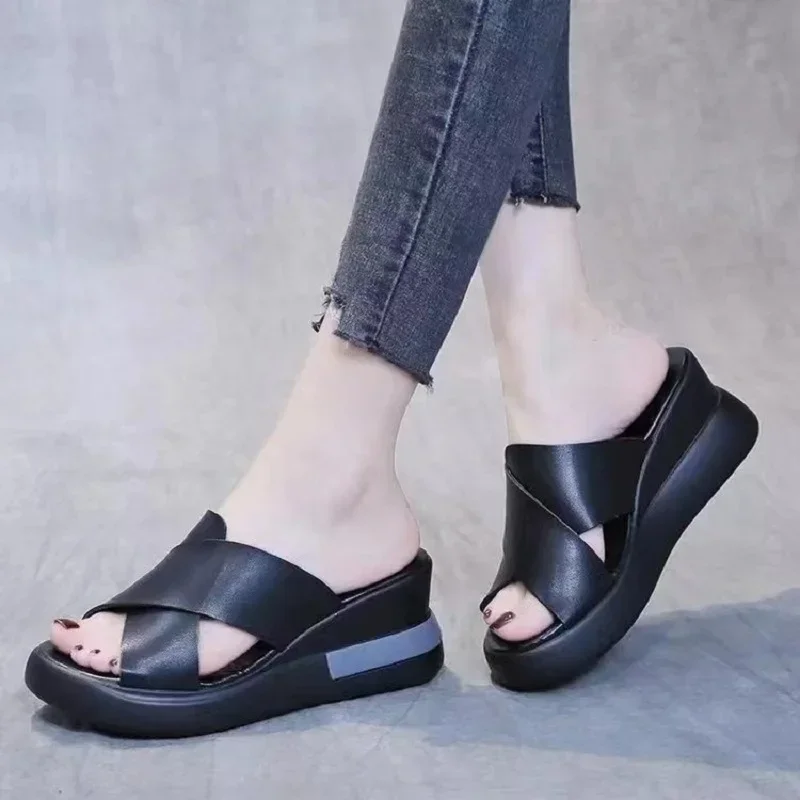 2022 Summer Wedge Platform Sandals Fashion Retro Romen Beach Shoes Ladies Casual Peep Toe Soft Comfortable Sandalias De Mujer