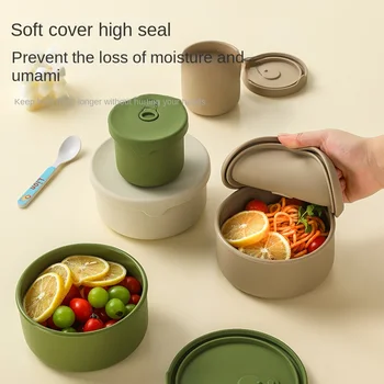 1pc Portable silicone lunch box, large-capacity lunch box, microwave-safe lunch box 1
