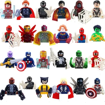 Marvel Superhero 24 Piece Set Assembly, Mini Blocks, Spider Man, Thanos, Hulk, Assembled Blocks Children's Toy Gift