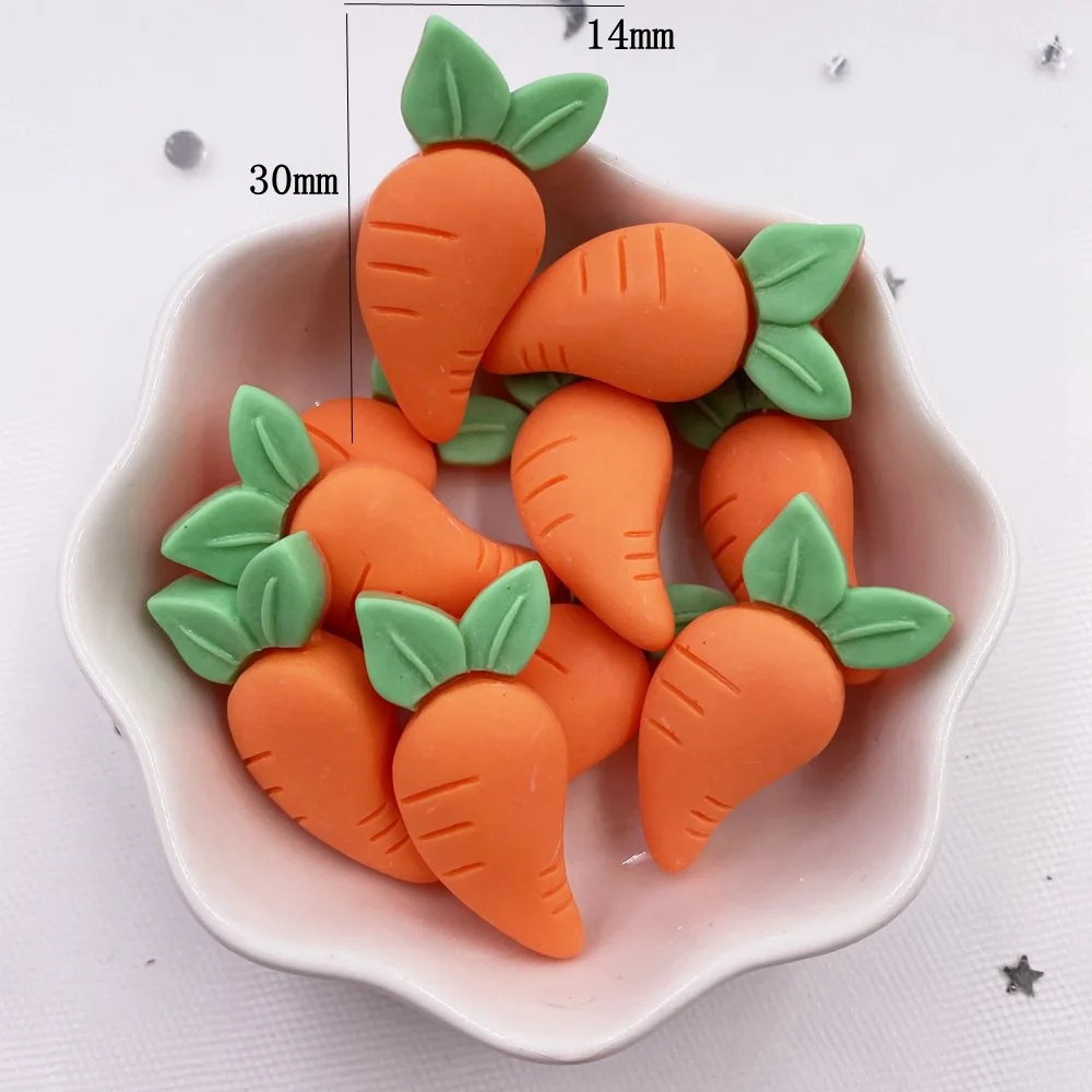 Resin Colorful 3D Carrot Figurines 10pcs for Scrapbook DIY Hair Bow Hairpin Embellishments