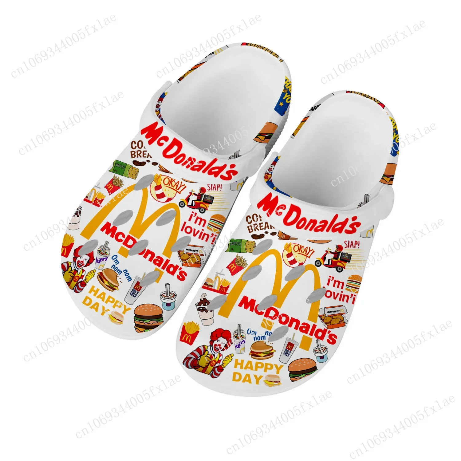 

Mc-Donalds Printing Home Clog Mens Women Teenager Sandals Shoes Garden Bespoke Customized Breathable Shoe Beach Hole Slippers