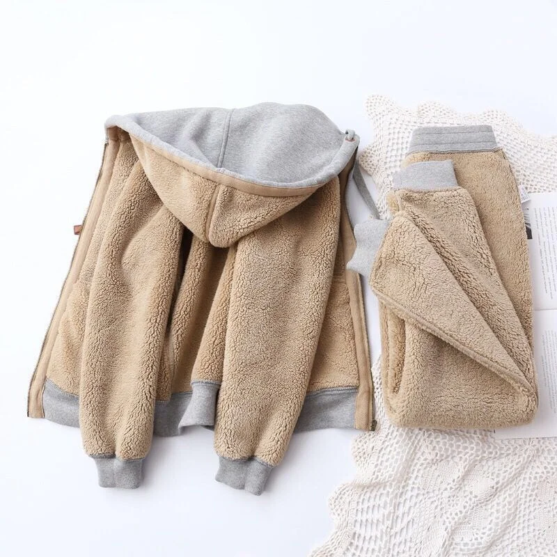 Autumn Winter Sweatshirt Sweatpants Two-piece Suit Women Fleece Thicken Sports Casual Sets Hoodies Coat Trousers 2-piece Sets 6