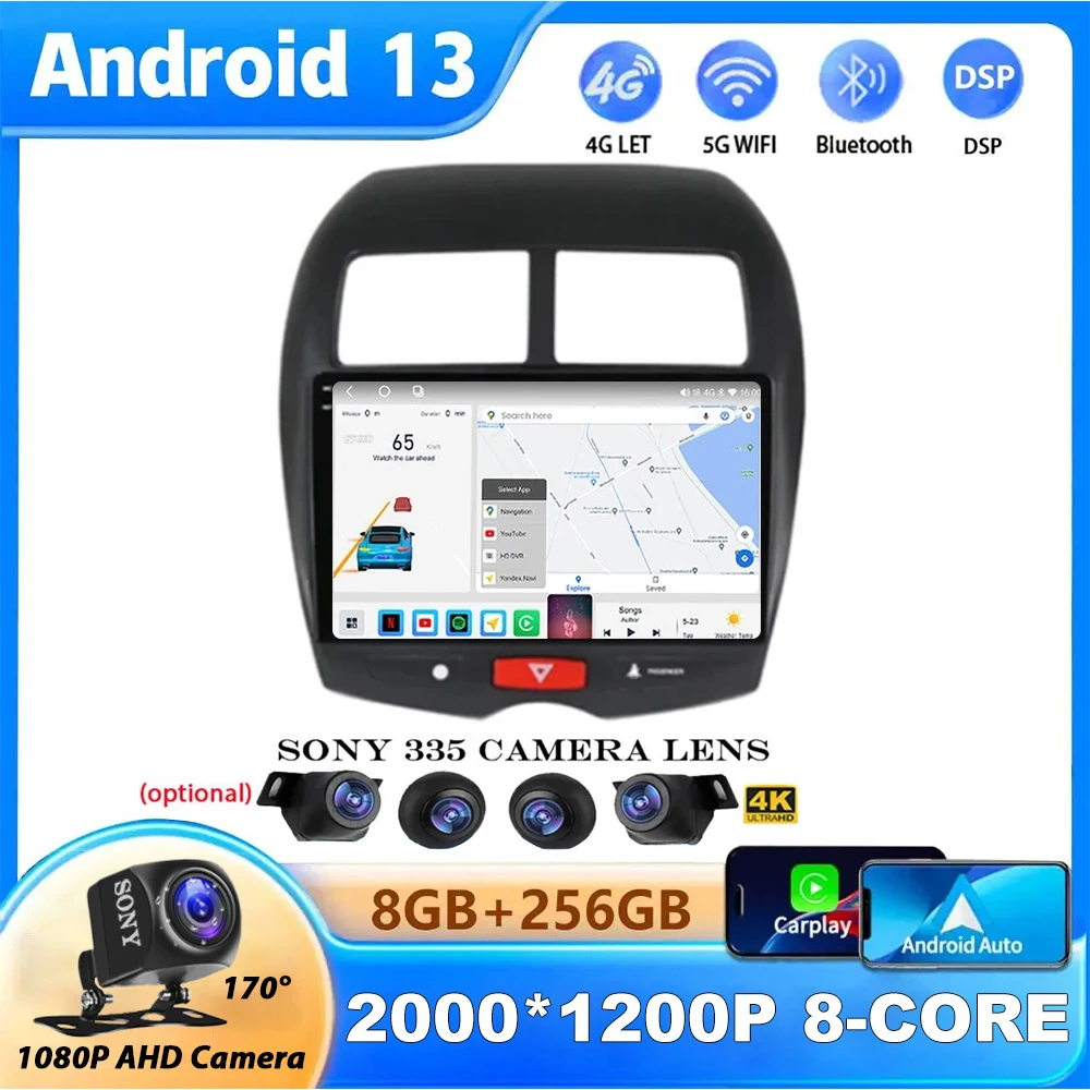 

Android 13 Car Radio For Mitsubishi ASX 1 2010 2011 - 2016 C4 Peugeot 4008 Multimedia Video Player Navigation GPS NOplay DSP BT