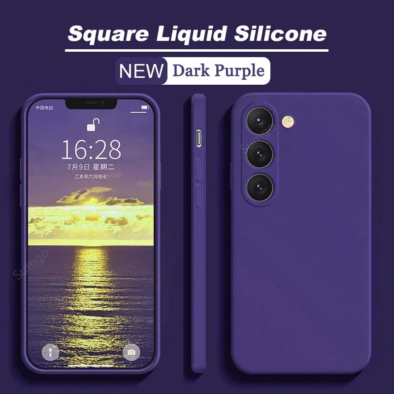 thumbnail image 1 of Nueva funda cuadrada de silicona líquida para Samsung Galaxy S24 S23 S22 S21 S20 Ultra Plus FE A54 A53 A52 A73 5G 4G funda suave a prueba de golpes, 1 of 5