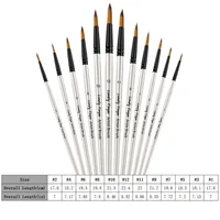 12pcs Premium Round Point Paint Brushes Set Soft Nylon Tips Paintbrush For Watercolor Oil Acrylic Face Body Crafts Rock Painting 2