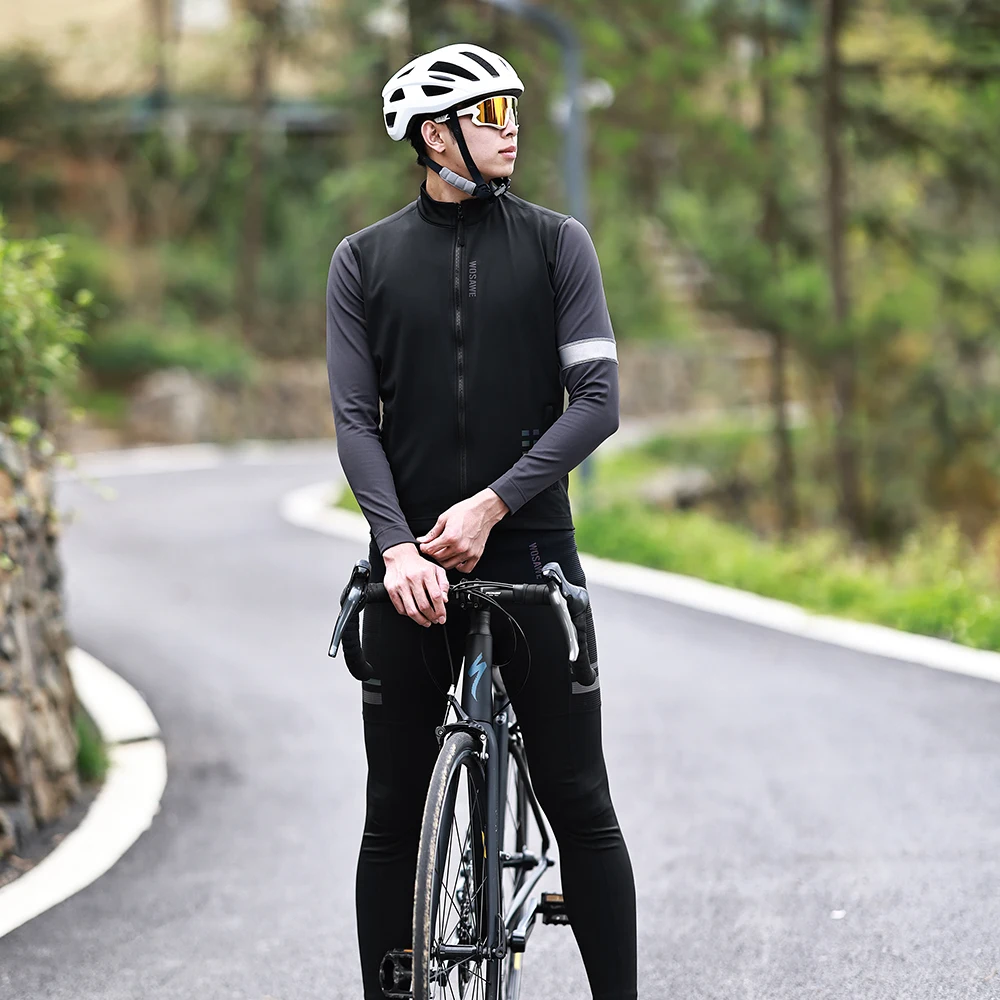 WOSAWE Team Winter Thermal Fleece Cycling Clothing Men's Jersey Suit Outdoor Warm Riding Bike Clothes MTB Long Bib Pants Set