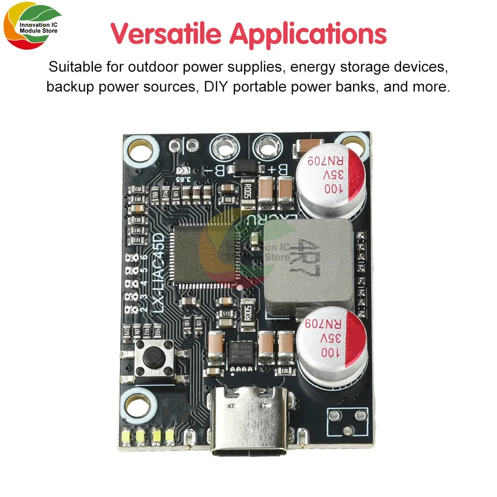 Modulo Power Bank 2-6S PD 45W a Ricarica Rapida, Scheda Madre DIY per Power Bank, Supporta Batterie agli Ioni di Litio e al Litio Ferro Fosfato - Image 4