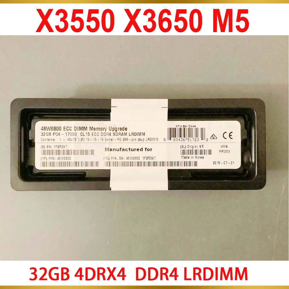 1PCS Server Memory For IBM RAM X3550 X3650 M5 46W0800 46W0802 47J0254 PC4 2133P L 32GB