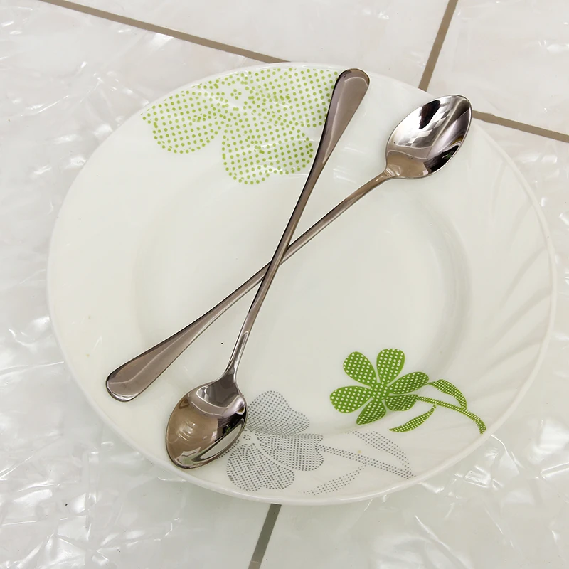 Thickened Lengthened Long Handle Stir Spoon Coffee Spoon Ice Cream Honey Dessert three size optional Stainless Steel stainless steel spoon