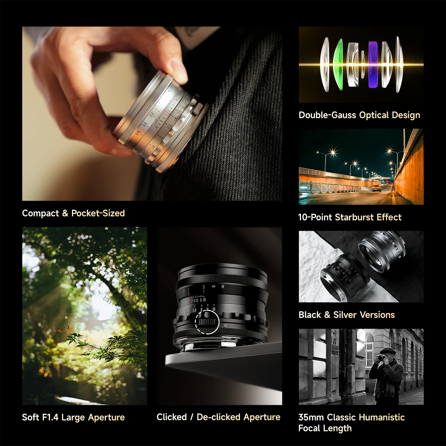 브라이트인 스타 MF 35mm F1.4 풀프레임 렌즈 ( E 마운트 A6500 ZVE10, 니콘 ZR Z5II, 루믹스 L S1M2 S5II, 캐논 RF R50 R7 호환)