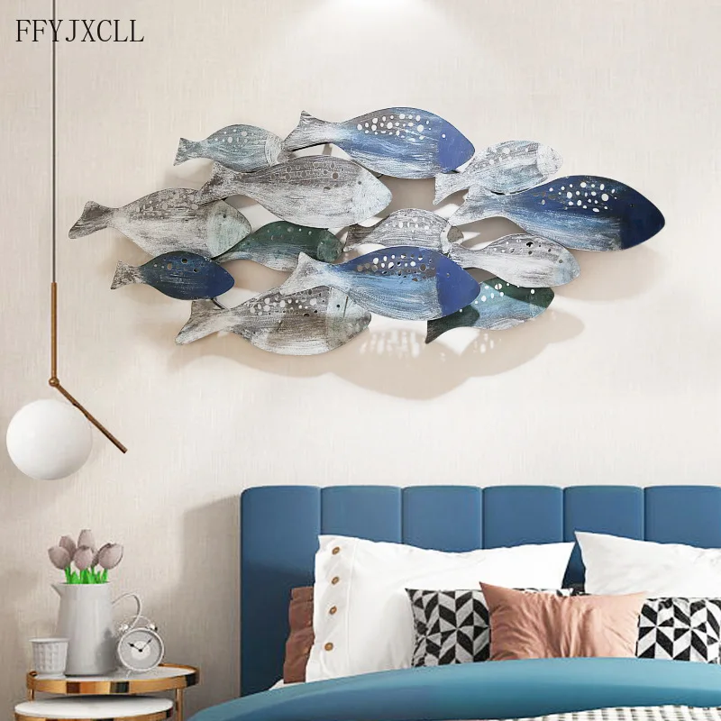 Mediterranean Style Wrought Iron Wall Decoration Fish Wall Hanging