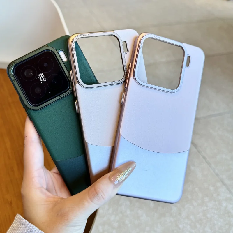 Luxury Matte Plating Leather Phone Case - Two-Tone Shockproof Protection Cover