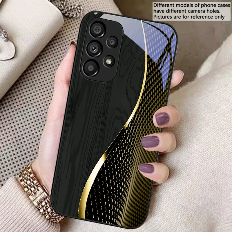 Wood Grain Mesh Black Glass Phone Case