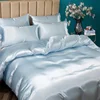 100% Silk 3pcs Bedding Set Natural Mulberry Silk Duvet Cover Set with 2pcs Pillowcase Solid Color Quilt Cover Pillow Case Luxury 4