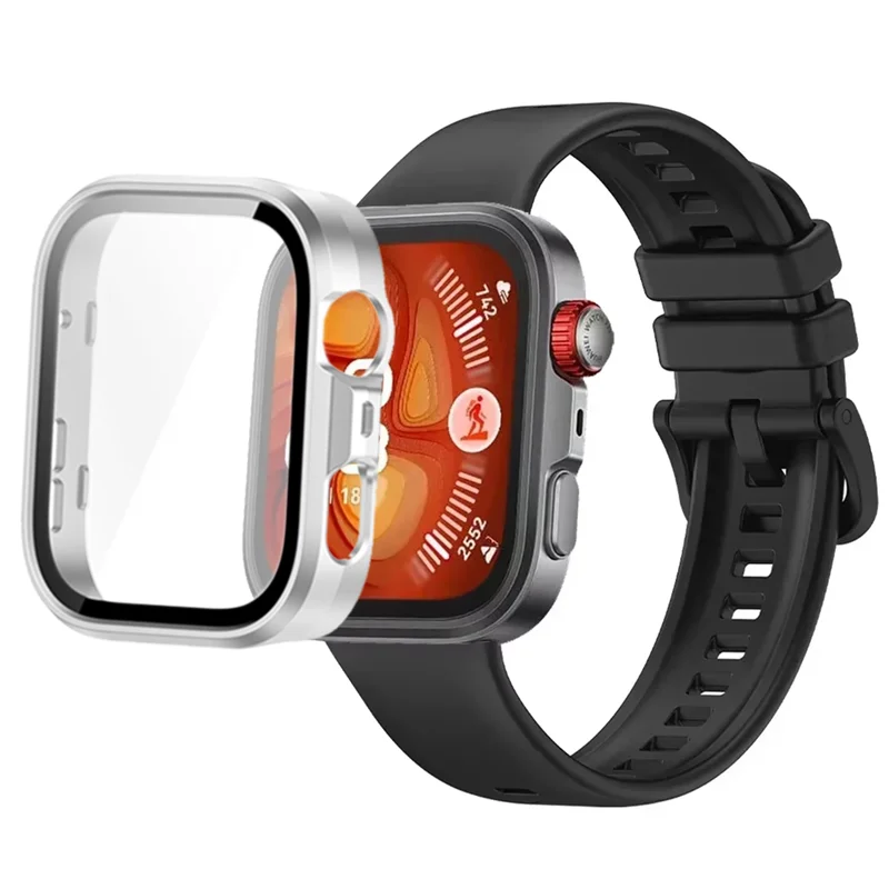 Breathable Silicone Strap with Protective Tempered Glass Screen and HD PC Case