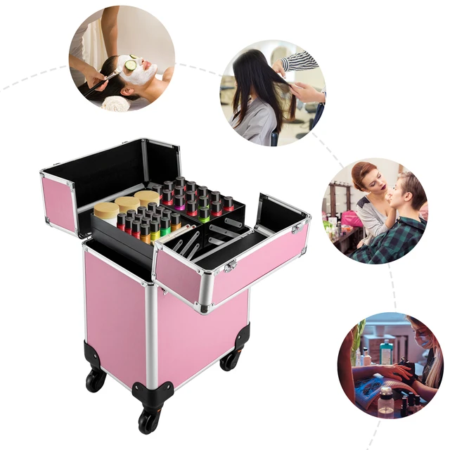 Rolling Makeup Train Case Professional Cosmetology Case - Temu United  Kingdom