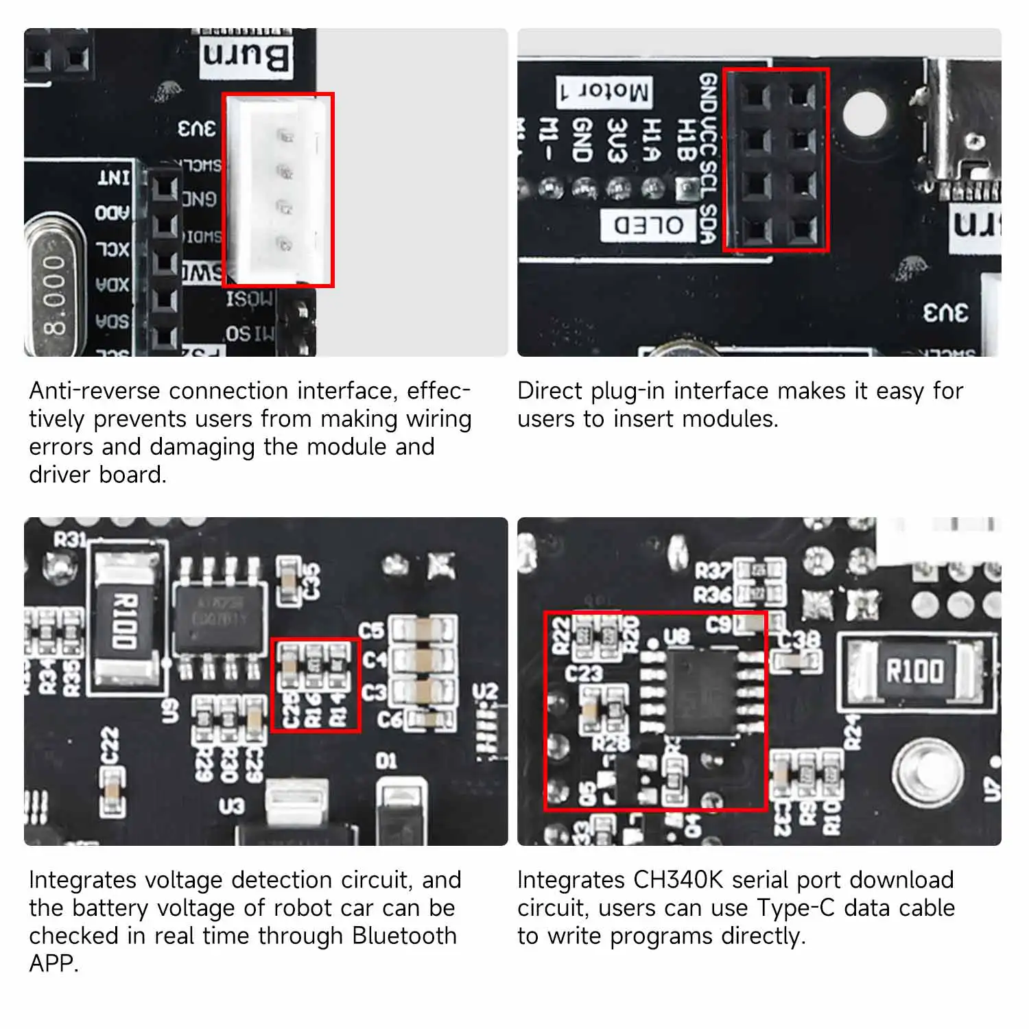 Yahboom STM32 Robot Driver Board Parts STM32F103RCT6 Original Chip with Multiple Expansion Interfaces Supports WIFI Bluetooth