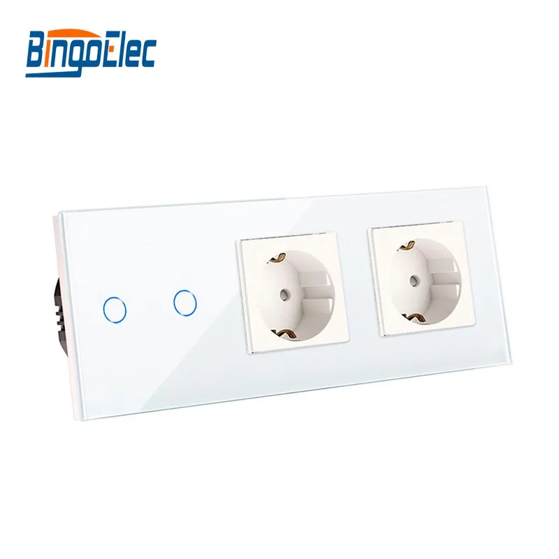 Bingoelec EU/UK Standard Eu Plug With Switch Crystal Glass Panel Light 86*229mm 220V | Обустройство дома