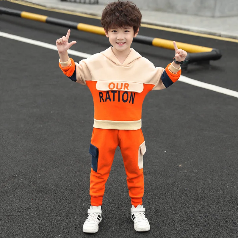 

Children'S Clothes Boys And Girls Suits 2022 New Spring Two-Piece Hooded Sweater+Side Pocket Trousers Teens Autumn Clothing Sets