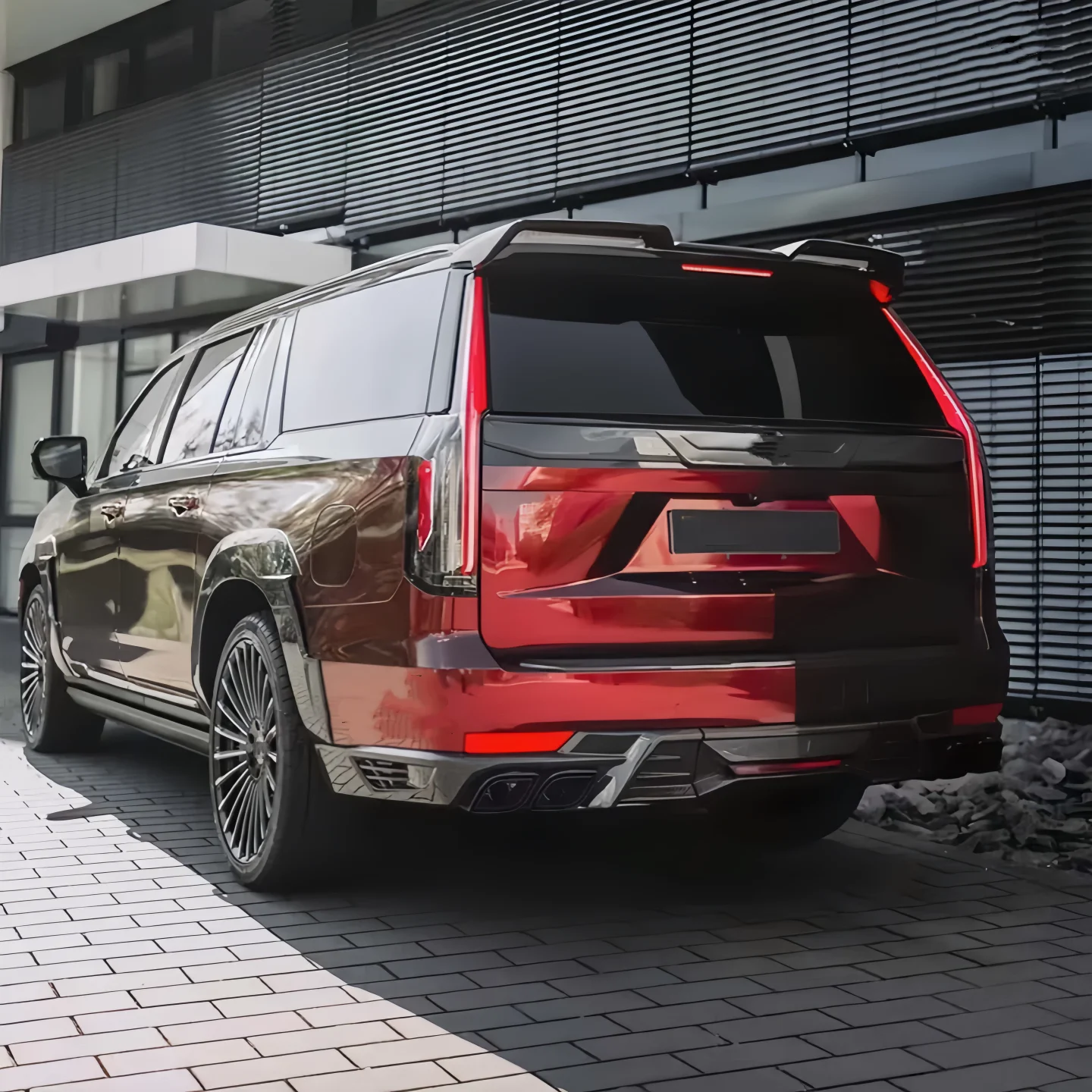 포드 캐딜락 에스컬레이드 개조용 카본 파이버 프론트 립, 리어 립, 그릴, 휠 아치, 엔진 커버, 탑 윙 바디 키트