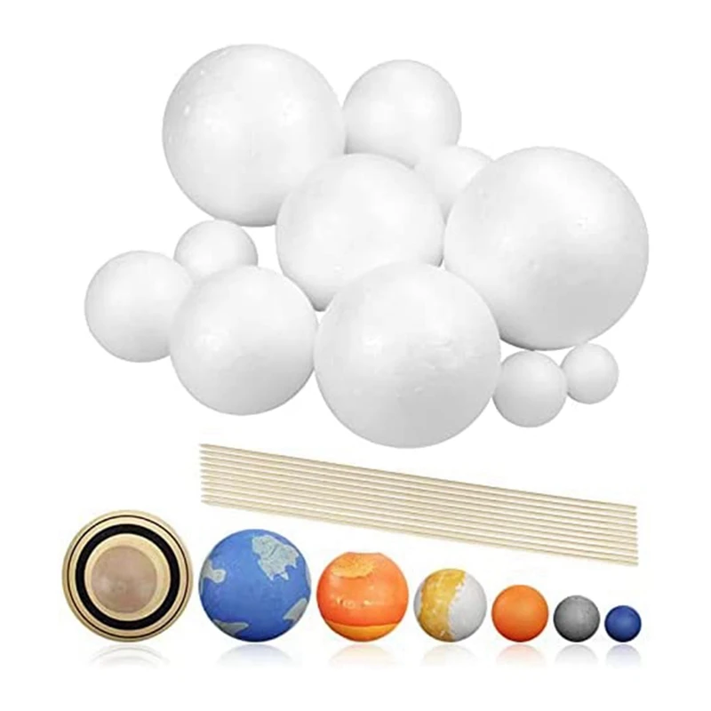 

FBIL-Solar System Project Kit, Planetmodel Crafts 14 Mixed Sized Polystyrene Spheres Balls For School Science Projects