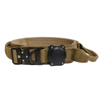 طوق كلب مع مقبض لعلامة AirTag، طوق كلب للكلاب المتوسطة الكبيرة، كلب عسكري مع إبزيم معدني للكلاب الكبيرة - Image 5