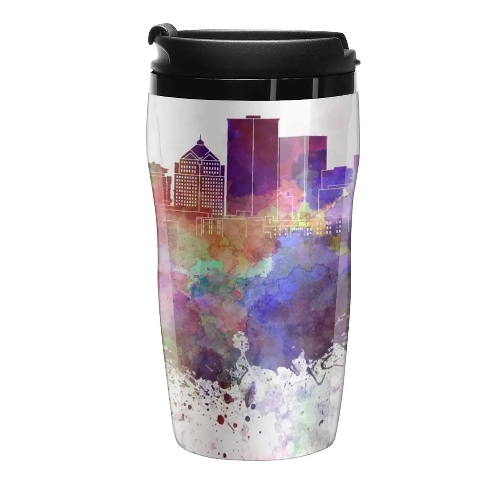 

Rochester NY skyline in watercolor background Travel Coffee Mug Teaware Cafes Cups And Mugs Large Coffee Cups Coffee Cup To Go