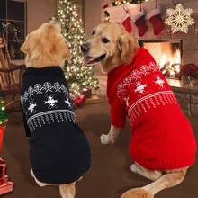 Snowflake Warm Red Sweater Big Dog Winter Outing Soft Pet Clothing Christmas Dog Sweater Ragdoll Cat Jacket Warm Clothes