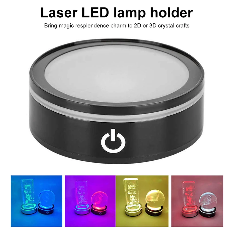 Crystal Art Base Lumineuse | Présentoir De Lampe En Résine | USB 3
