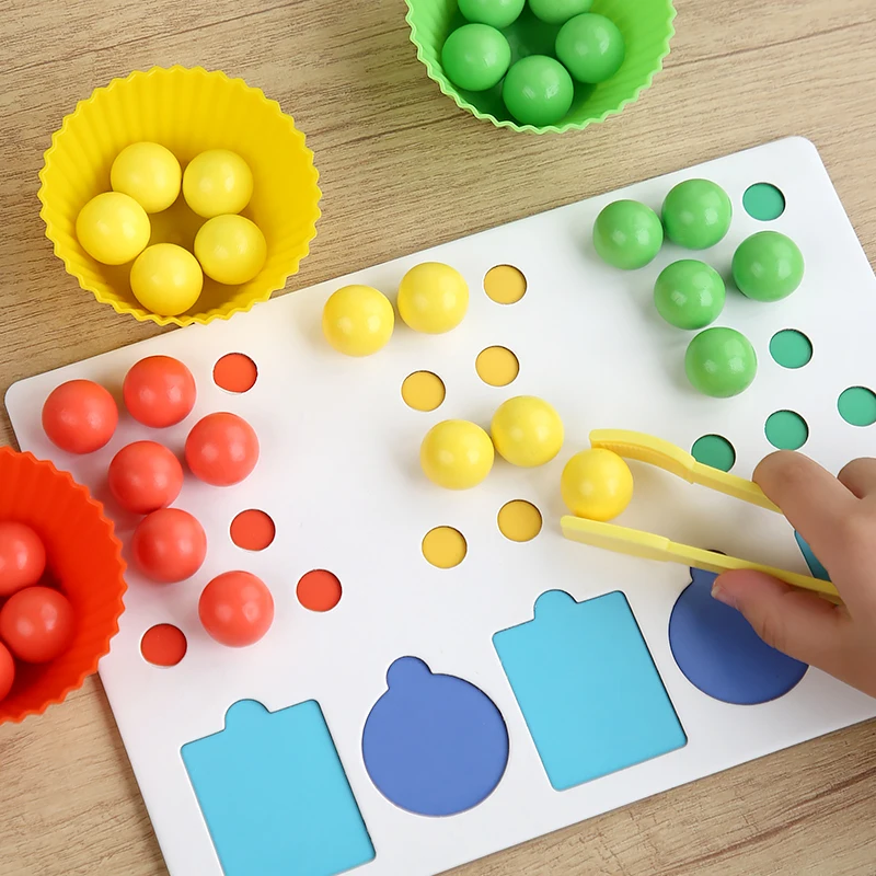 DIY Wooden Clip Beads Toy Color Sorting Matching Early Learning Educational Toys For Children Kids Fine Motor Training