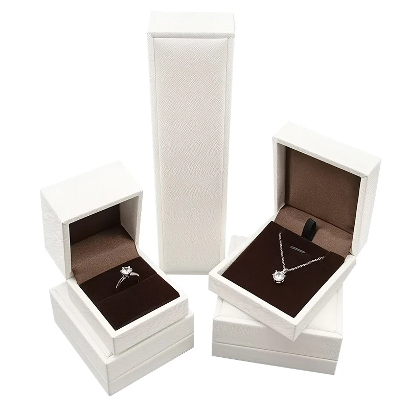 

European Romantic Blue Leather Jewelry Gift Box Ring Box Necklace Pendant Box for Ring Pendant Packaging Storage Hot Sale