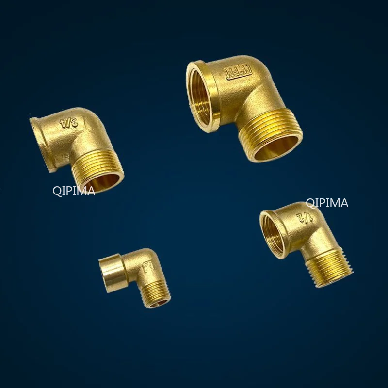 

1/8‘’ 1/4‘’ 3/8‘’ 1/2 3/4 90 Deg Female External Thread Thread Brass Elbow Pipe Fitting Connector Coupler for Water Fuel Copper