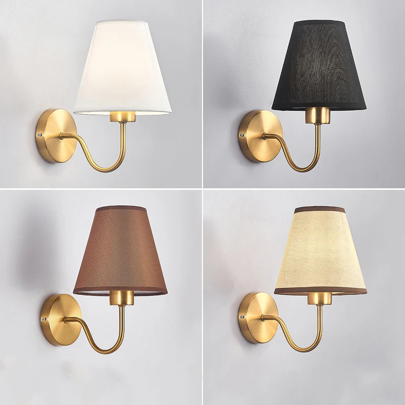 110V/220V Wall Lamp with LED E27 Bulb Fabric Lampshade Wall Sconces for Hotel Bedroom Bedside Living Room Stairs Home Decoration led light led wall lamp wall light