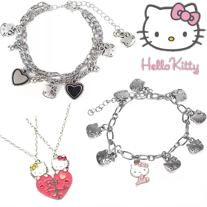

Аниме-фигурка, кавайная экшн-фигурка HelloKitty, ювелирные изделия из сплава, КТ-Кот, двойной браслет, аксессуары, Декор, детский день рождения, рождественский подарок