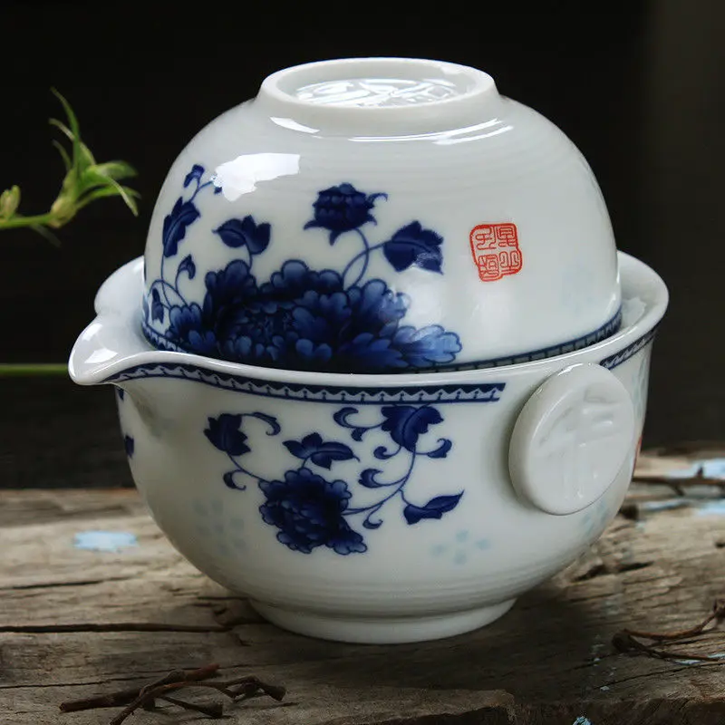 [GRANDNESS] Tea Set Include 1 Pot 1 Cup, High Quality Elegant Gaiwan,Beautiful and Easy Teapot Kettle Tea Pot