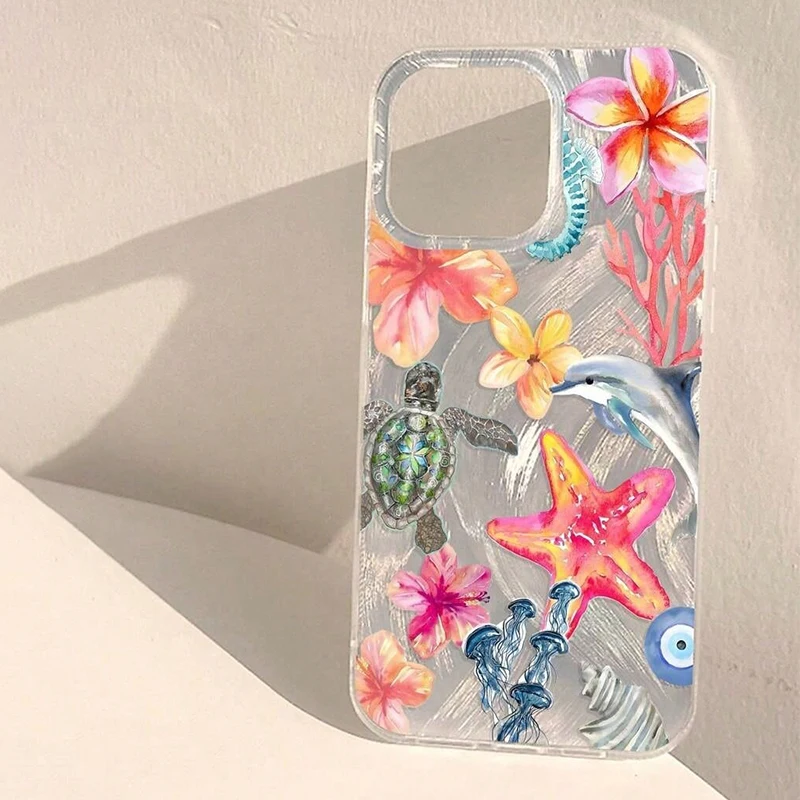 Ocean Starfish Sea Turtle Silicone Shockproof Phone Case Cover