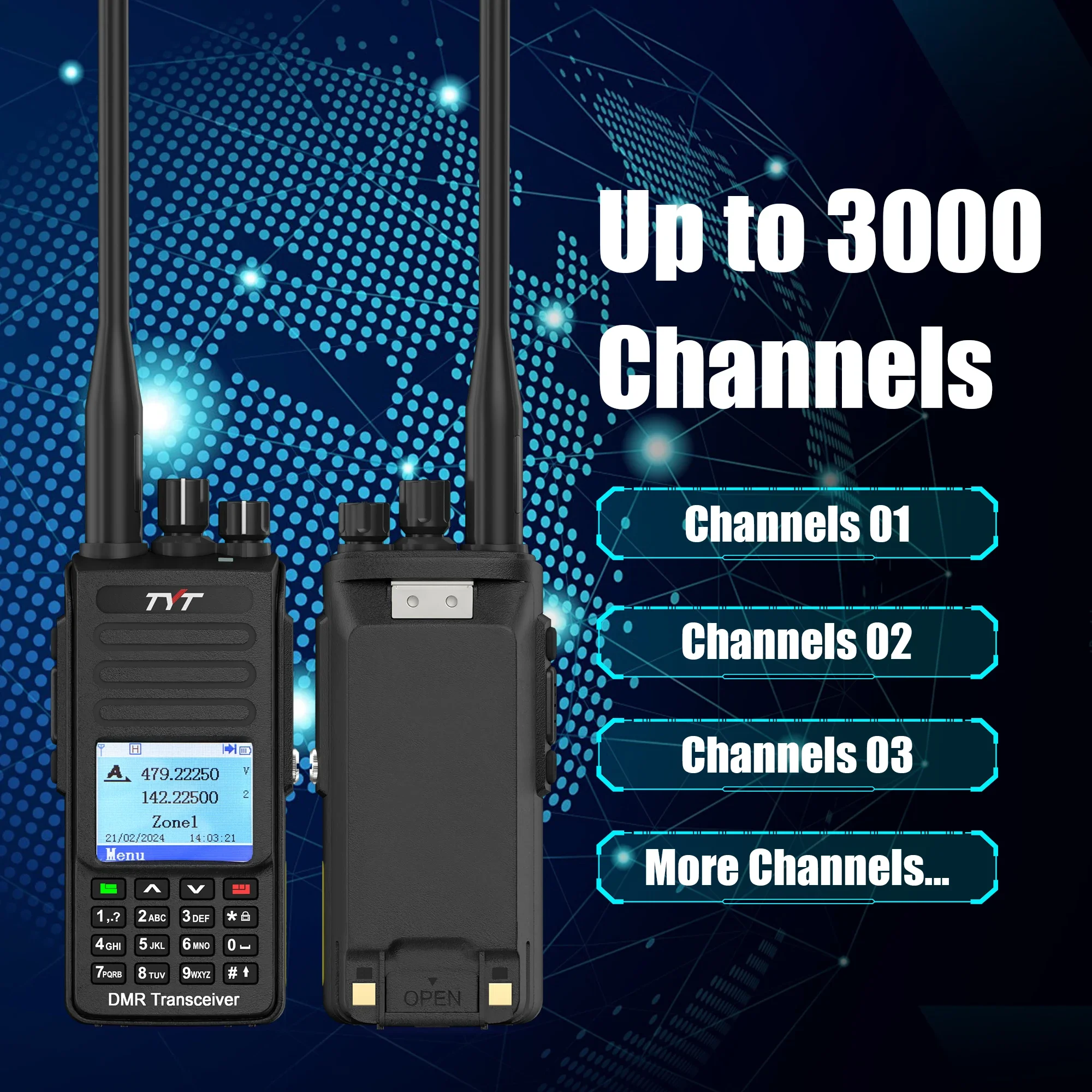 TYT MD UV390 Plus DMR Digital Walkie Talkie 5W/10W GPS AES256 2800mAh 3600mAh Type-C Charger Waterproof Dual Band UV Transceiver 6