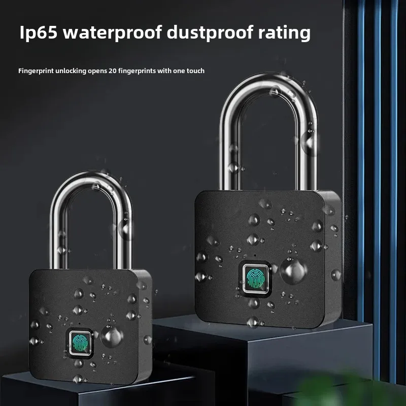 Smart Graffiti Bluetooth Fingerprint Lock Outdoor Warehouse Yard Large Lock With Key Remote Authorization Unlocking Electronic