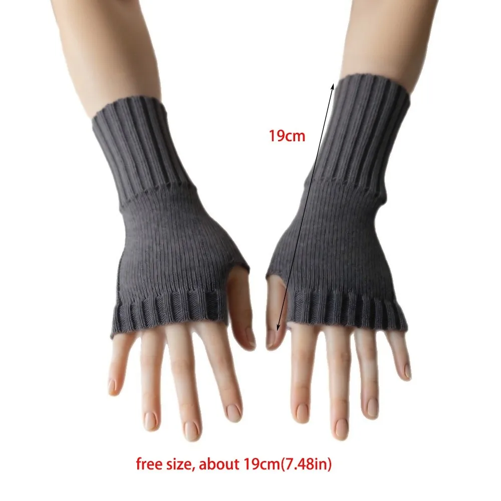 New Knitted Knitted Gloves Solid Color Elastic Half Finger Mitten Soft Fingerless Gloves Autumn and Winter