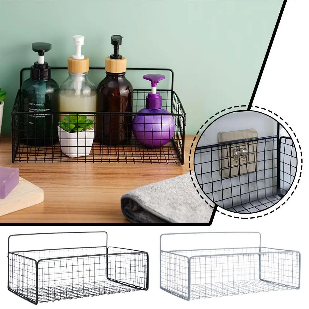 1pc Metal Wrought Iron Bathroom Shelf, Wall Hanging Kitchen Bathroom Shower  Gel Storage Rack, Bathroom Free Punching Toiletries Rack, Bathroom Kitchen