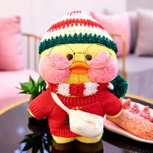  30cm Lalafanfan  Stuffed Duck Flifan Sharpening Soft In Glasses And With Clothes Duck Hug Psyduck Toys And Hobbies Animals Gift 