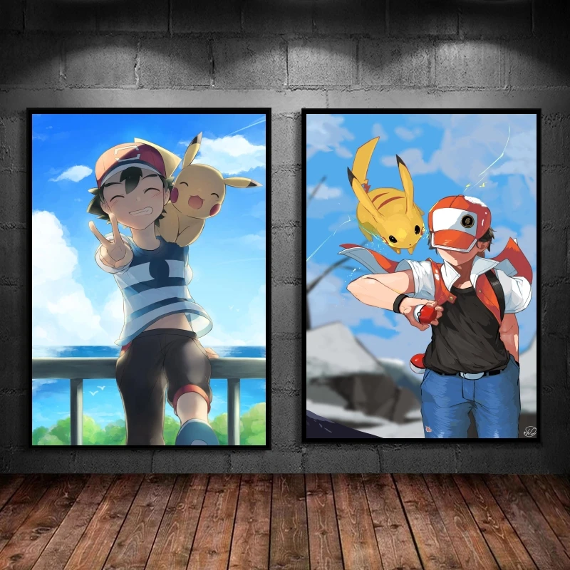 

Canvas Artwork Painting Pokemon Pikachu Cuadros Best Gift Picture Print Wall Aesthetic Poster Decor Gifts Modern Home