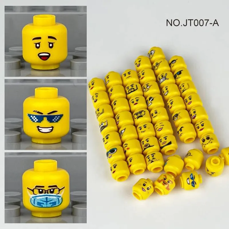 Hot 56pcs/lot Mini Figure Creative Head Faces Laugh Cry Cute Facial Expression Bricks Building Blocks Model Kids Toys Gifts 3