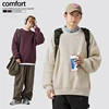 Heavyweight Thick Needle Pit Stripe Texture Sweater Solid Loose Round Neck Knit Jersey Coat man clothes 1