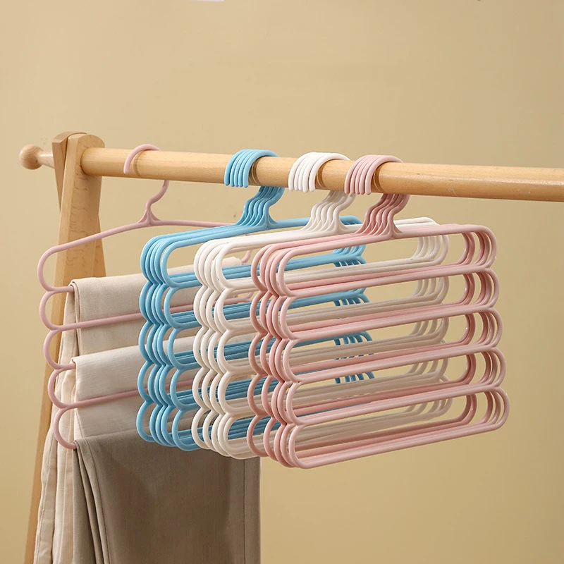 

MultiFunctional 5 Layers Pants Hangers Holders Trousers Hanger Storage Rack Clothes Hanger Space Saver Wardrobe Closet Organizer