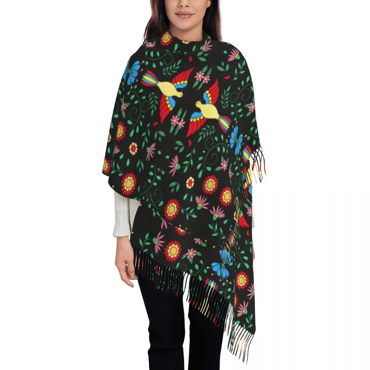 

Мексиканские Цветочные шали и палантины для вечерних платьев, женские шали, палантины, платки и палантины для вечерней одежды