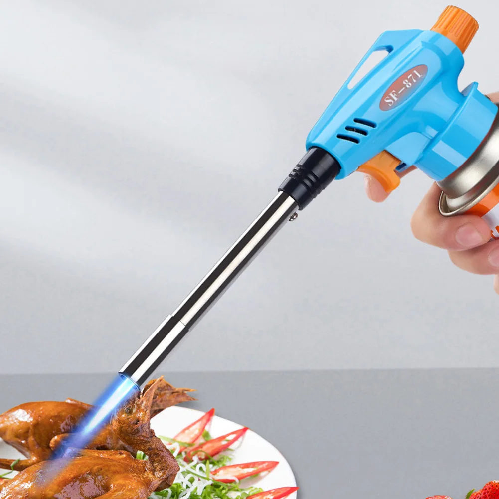 1300℃ Metal Flame Gun Automatic Ignition Butane Burner BBQ Cooking Soldering Flamethrower Outdoor Camping Welding Gas Torch |