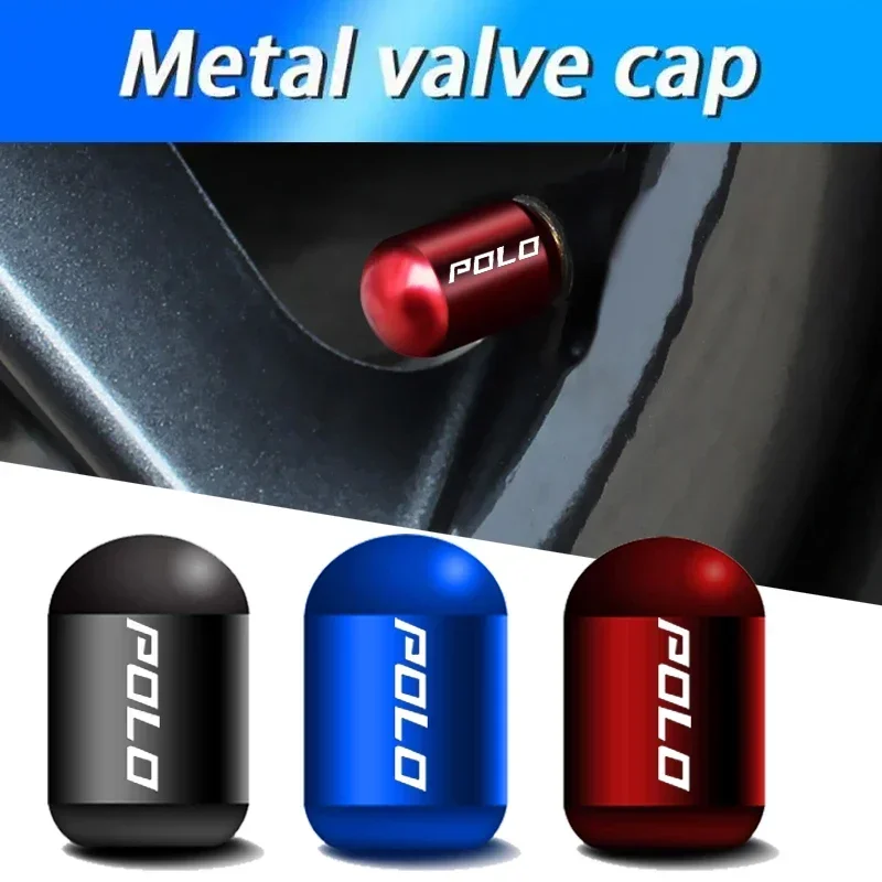 4 Pz Per Vw Polo Logo In Lega Di Metallo Ruote Per Auto Cerchi Pneumatici Tappo Stelo Valvola Airdust Coperture Impermeabili Moto Accessori Auto