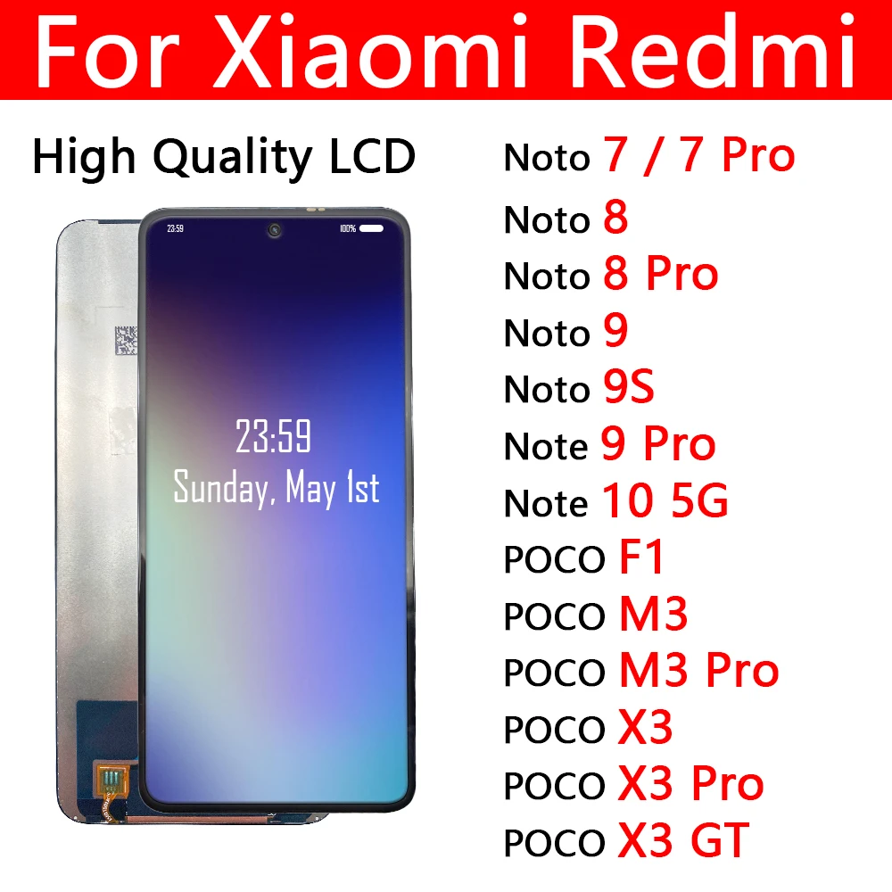 

LCD Screen Display For Redmi Note 7 8 9 Pro 9S 10 For Xiaomi Mi POCO F1 X3 M3 Pro LCD Display Touch Screen Digitizer Assembly