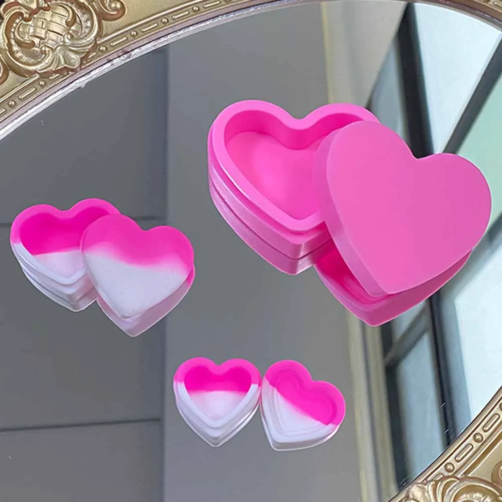 10pcs 핑크 하트 실리콘 항아리 보관 케이스 메이크업 항아리 네일 호일 립스틱 크림 상자 Girly Gift Personalized